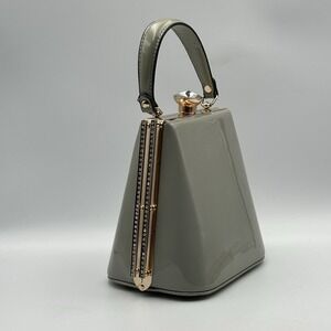 La‎ Terre Sage Green Vegan Purse Detachable Gold Gem Clasp FANCY